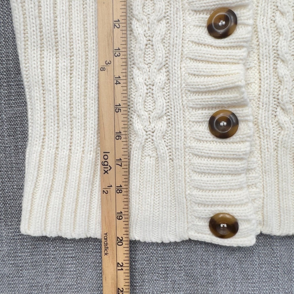 Energie Authentic Women's Large Ivory Cable Knit Shawl Collar Cardigan Y2K - Picture 11 of 15